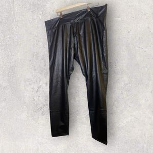 Agnes & Dora Leggings Womens XXXL Black Faux Leather Ankle Elastic Pants 20-22